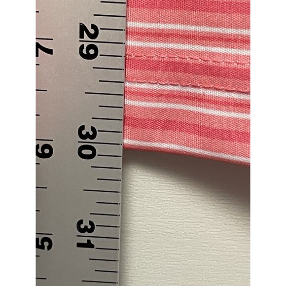 Greg Norman Polo Shirt Mens Large Pink White Striped PlayDry Golf Performance - Picture 4 of 10